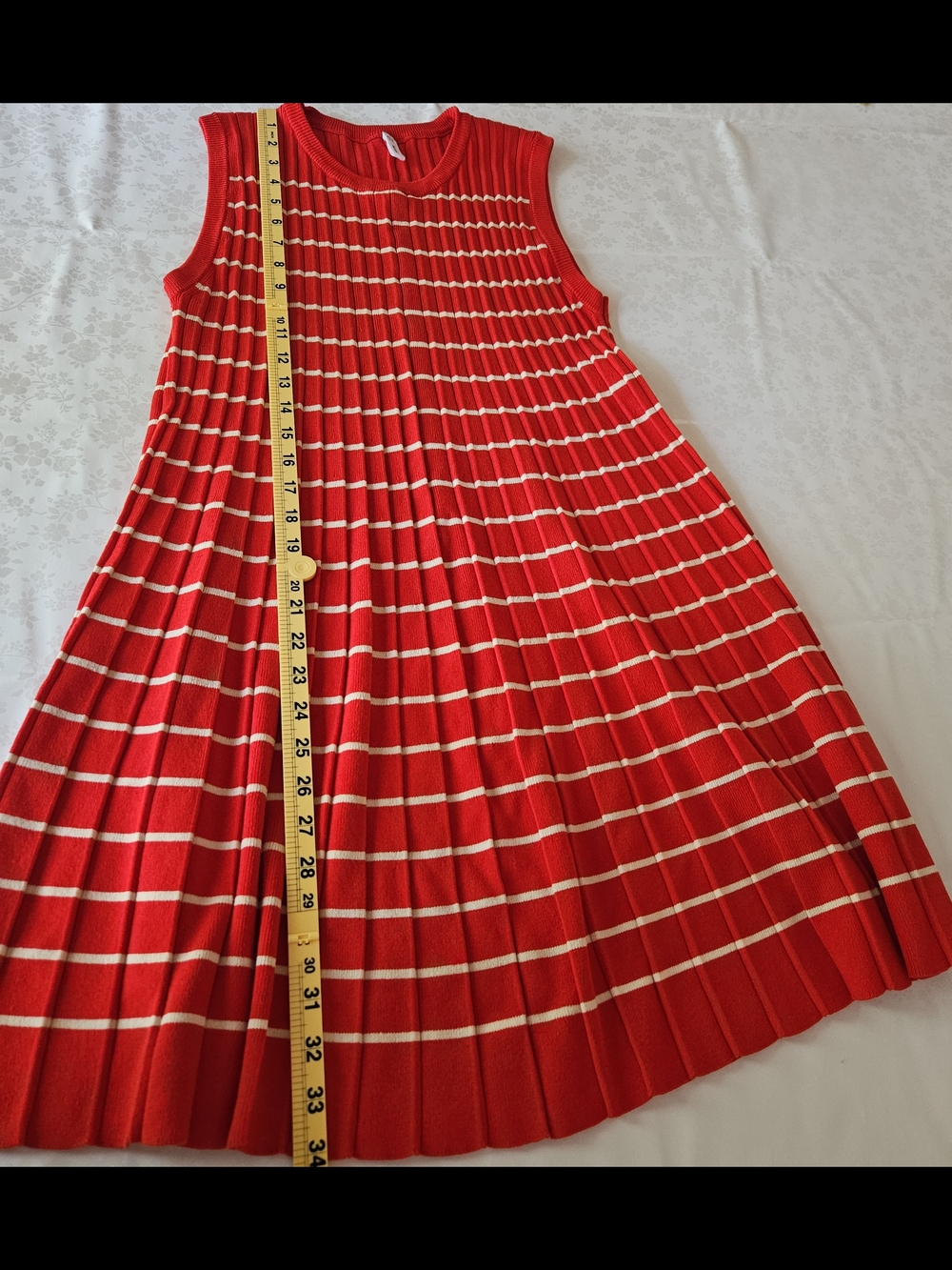 ​Wishlist Red White Striped Ribbed Knit Sleeveless Midi Dress A-Line Size L - Picture 8 of 9